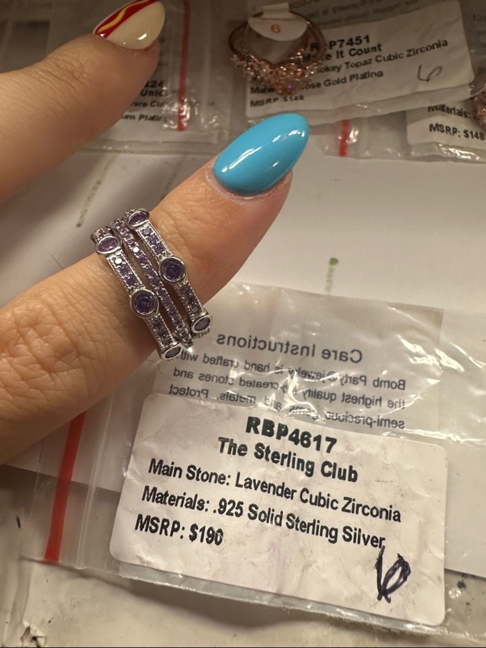 Sterling club lavender rings